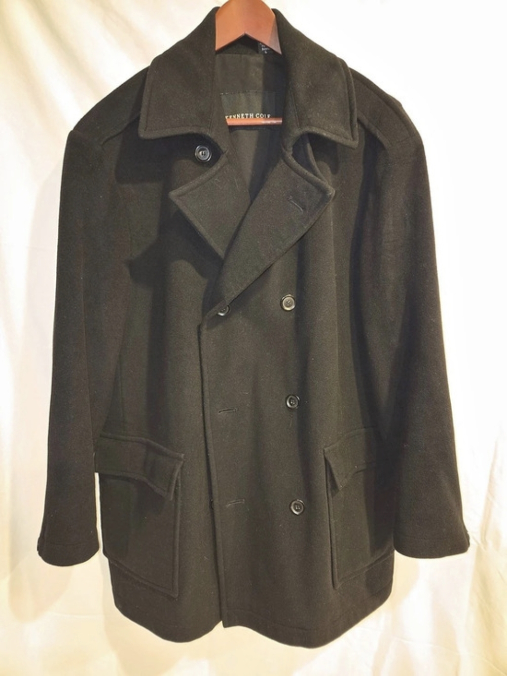 Kenneth Cole Classic Wool Peacoat in Black. Large